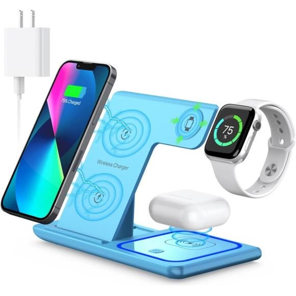 Wireless Charging Station, 3 in 1 Wireless Charger Stand, Fast Wireless Charging - Picture 1 of 6